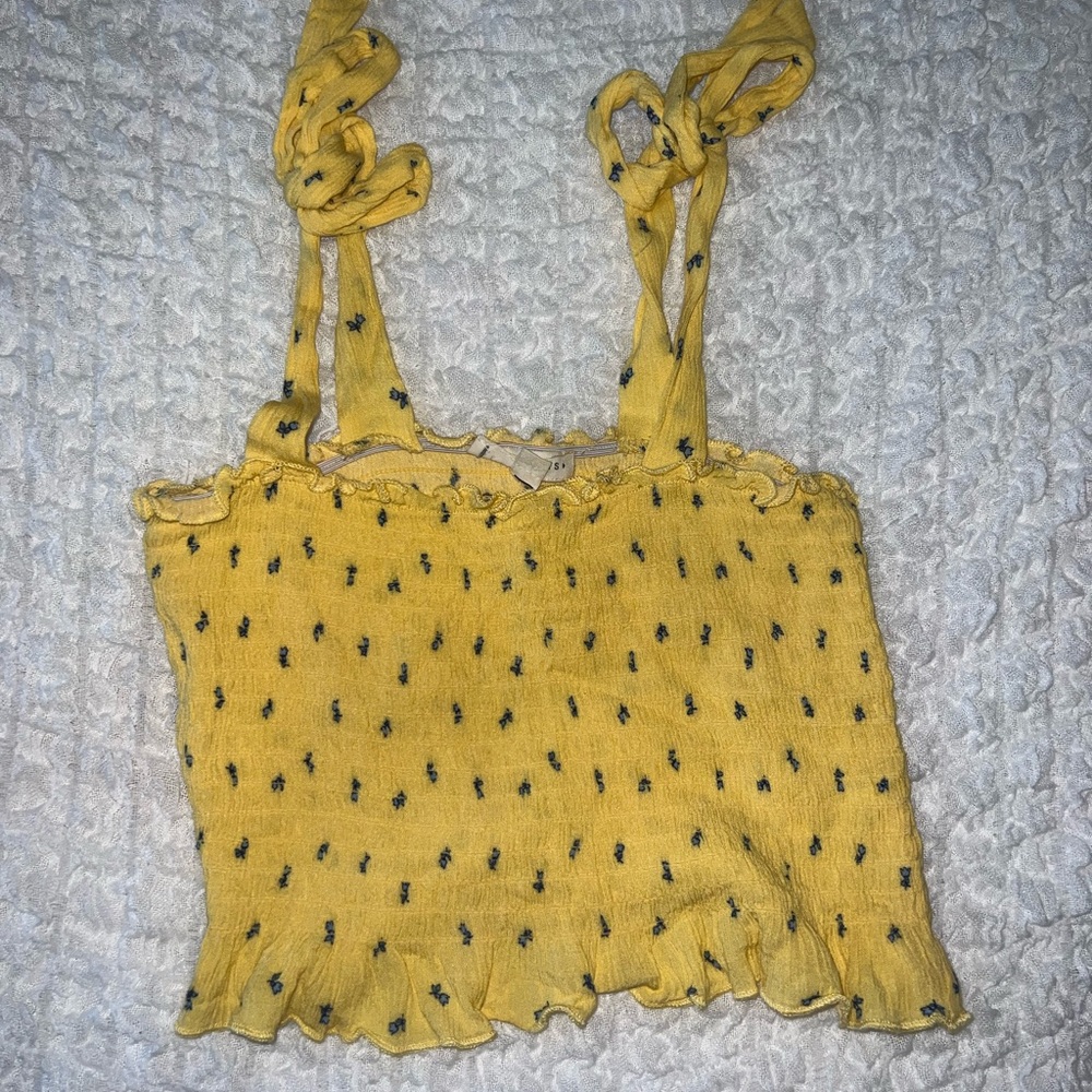 Yellow Tank w/ Blue Floral